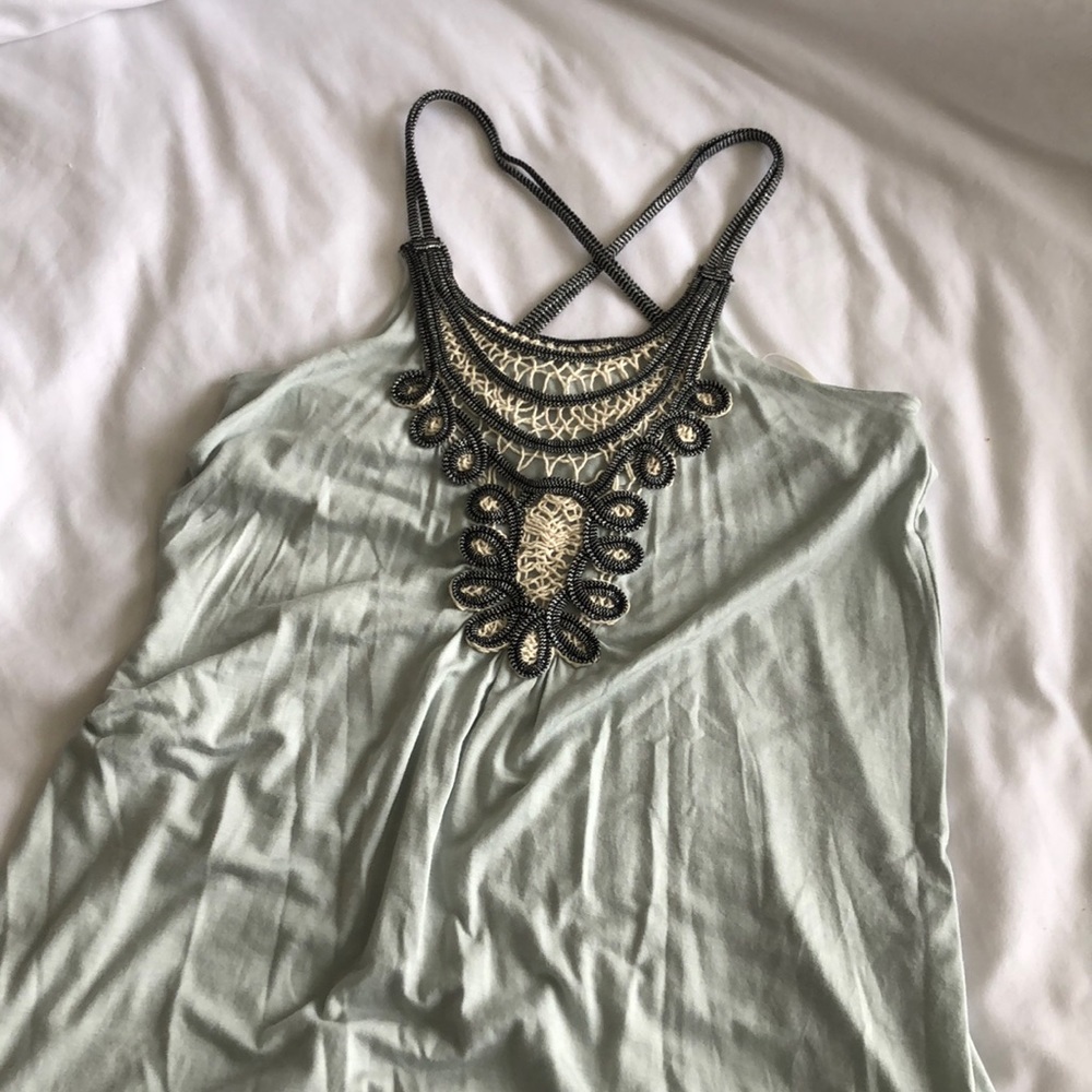 Embroidered light blue tank top